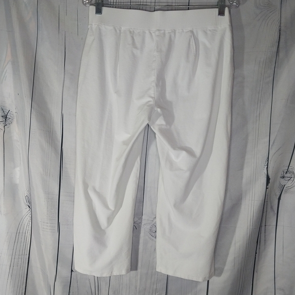 Eileen Fisher White Cropped Pull On Minimalist Casual Travel Pants - Picture 6 of 9